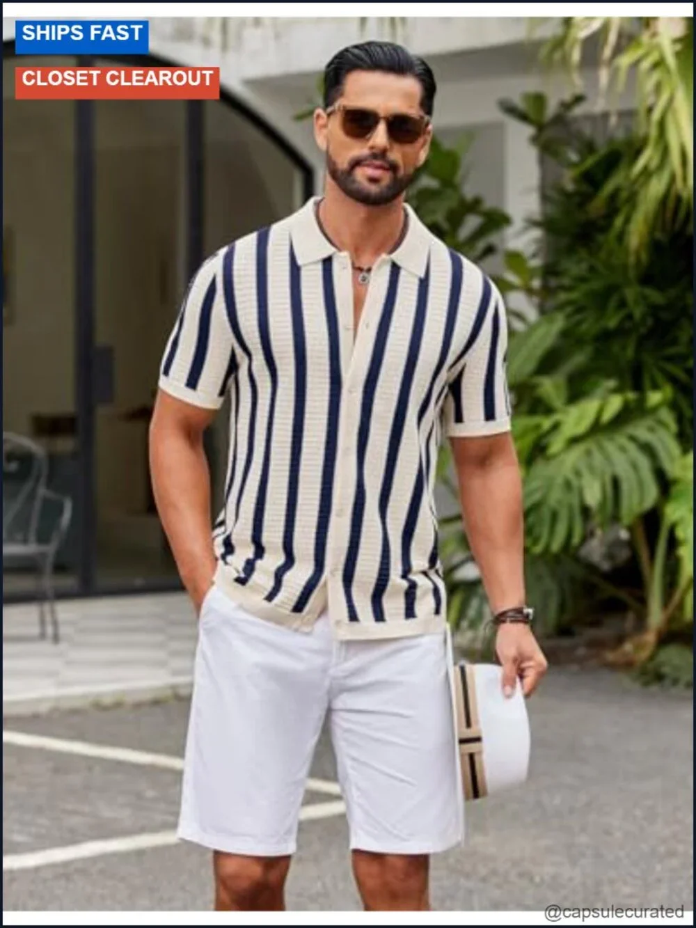 Men's Knit Polo Shirt Short Sleeve Button Down Casual Summer Beach Shirt